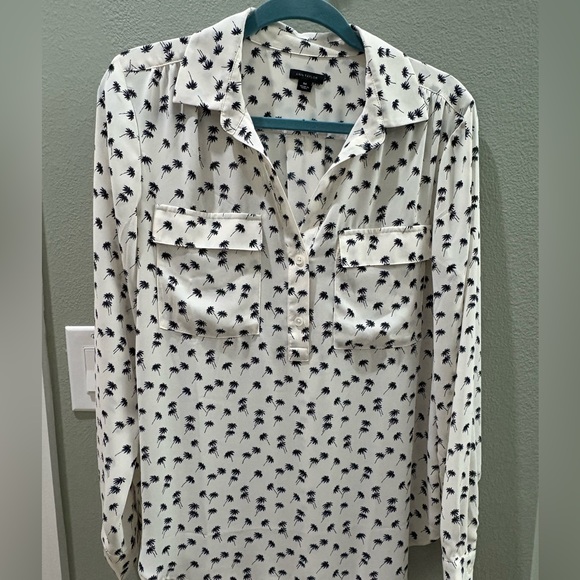 Ann Taylor Tops - Ann Taylor Black and White Palm Print Blouse